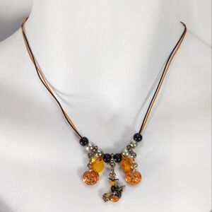 Halloween Charm Orange Black Necklace